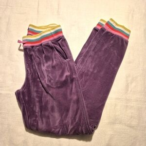 Mini Boden girls 14 years purple velour joggers, soft waisted with drawstring